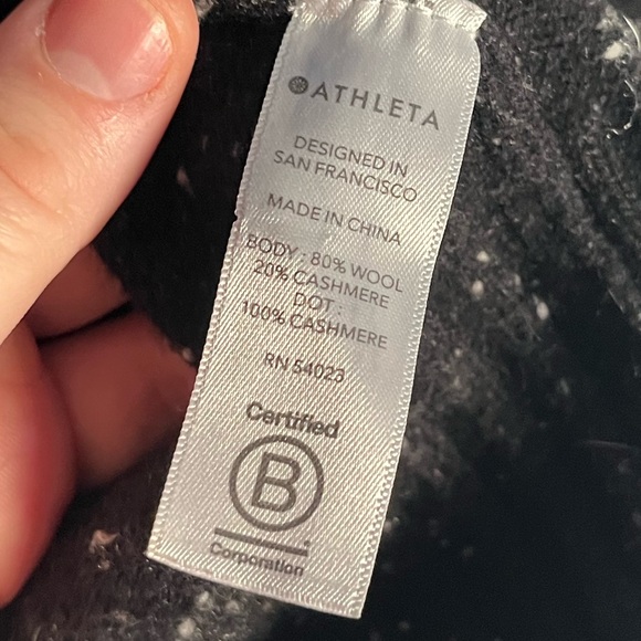 Athleta Black Speckled Wool and Cashmere Blend Turtleneck Tunic S Teacher - Picture 6 of 6